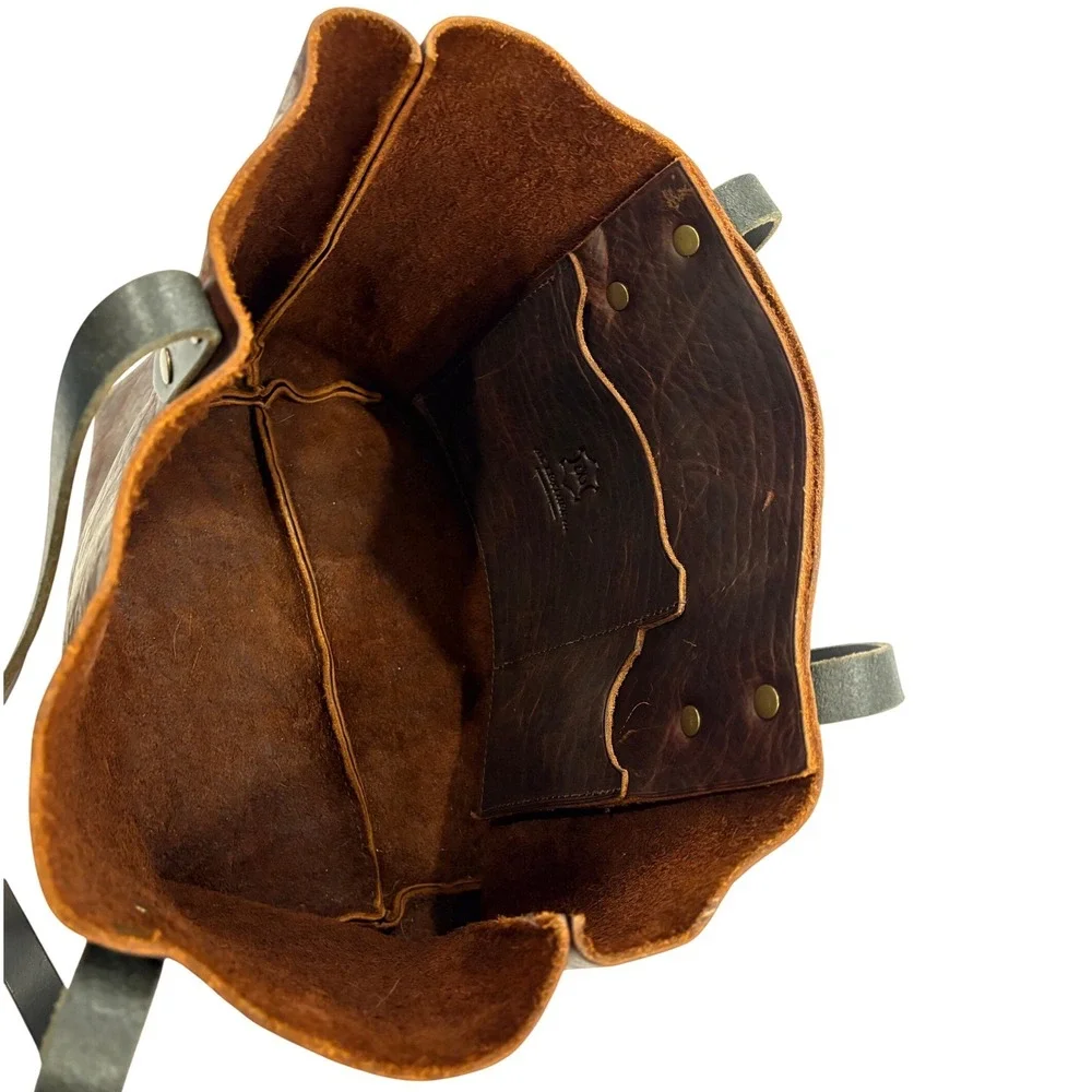 AK Leather The Tote Bag Brown Pebbled Rivets Alaska